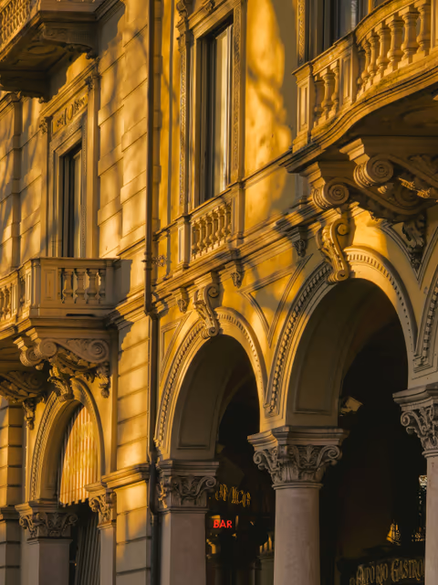 classic building in warm golden sunlight